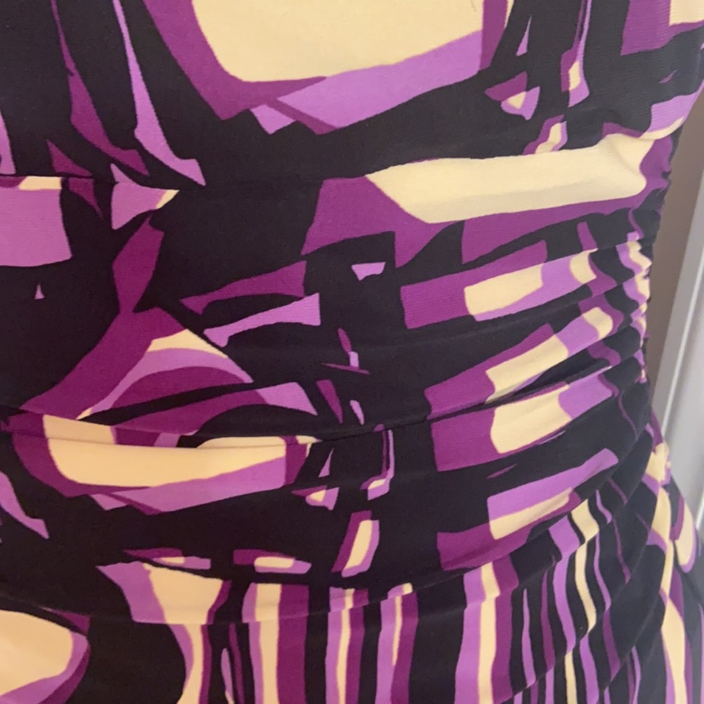 Cute Jones New York Ruched Front Size 6 Multi Color Purple Black Cream SLIMMING - Picture 5 of 11